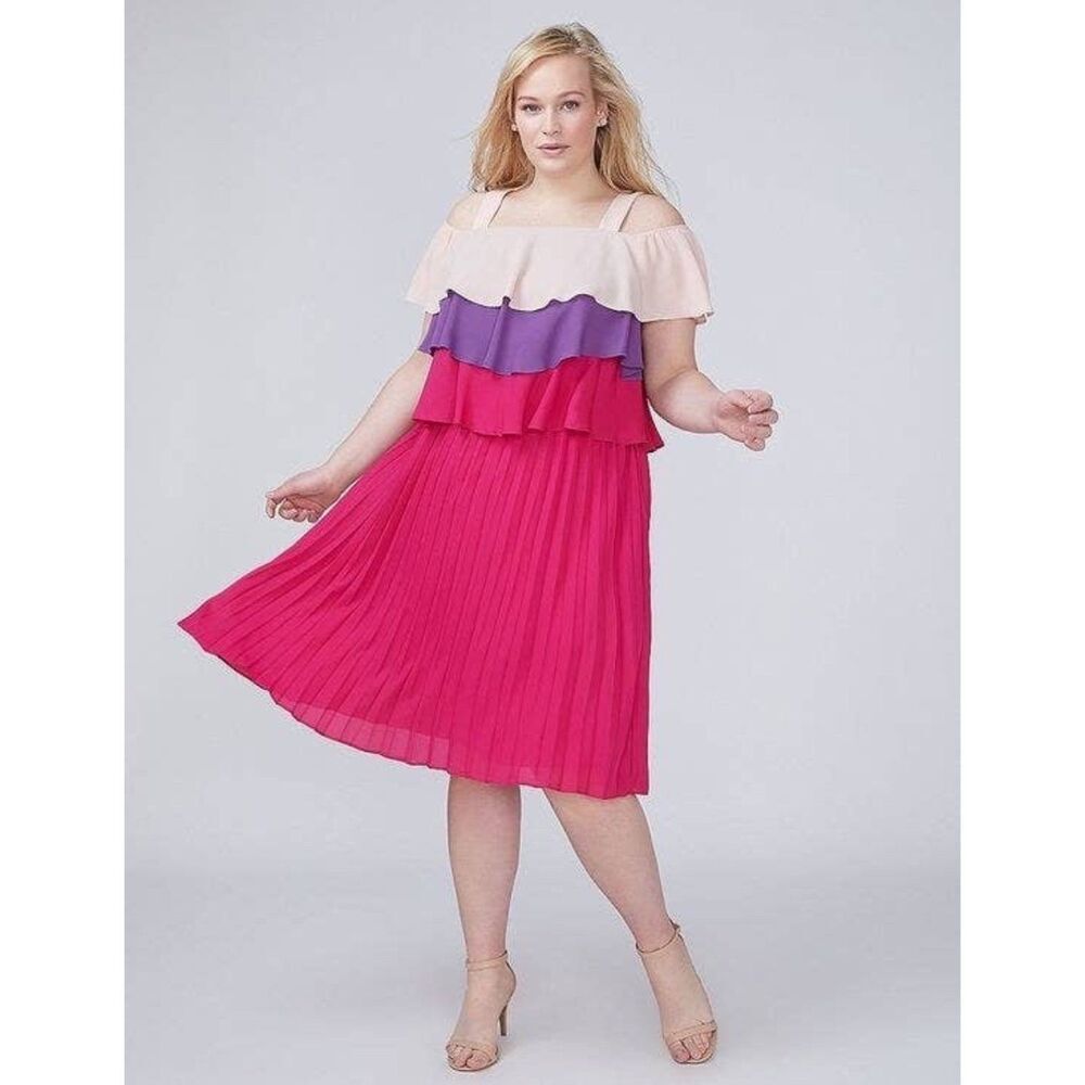 Lane Bryant Tiered Pleated Midi Dress size 22